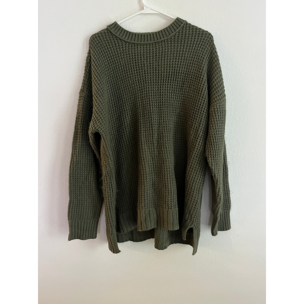 SO Goods For Life Olive Green Waffle Knit Crewneck Sweater XXL Womens Pullover
